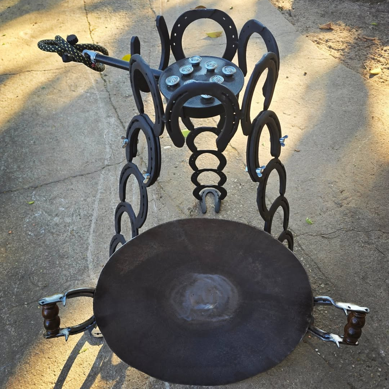 Fogareiro de Ferradura + Disco Personalizado - 55CM + Kit Faca e Garfo