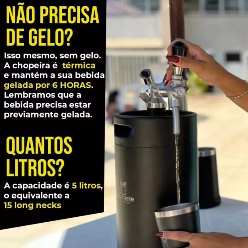 Chopeira Térmica Keg Vacuum Portátil 5L