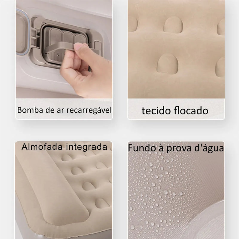 Colchão Inflável Queen Smart – Inflação Ultrarrápida, Travesseiro e Bateria de Lítio Inclusos