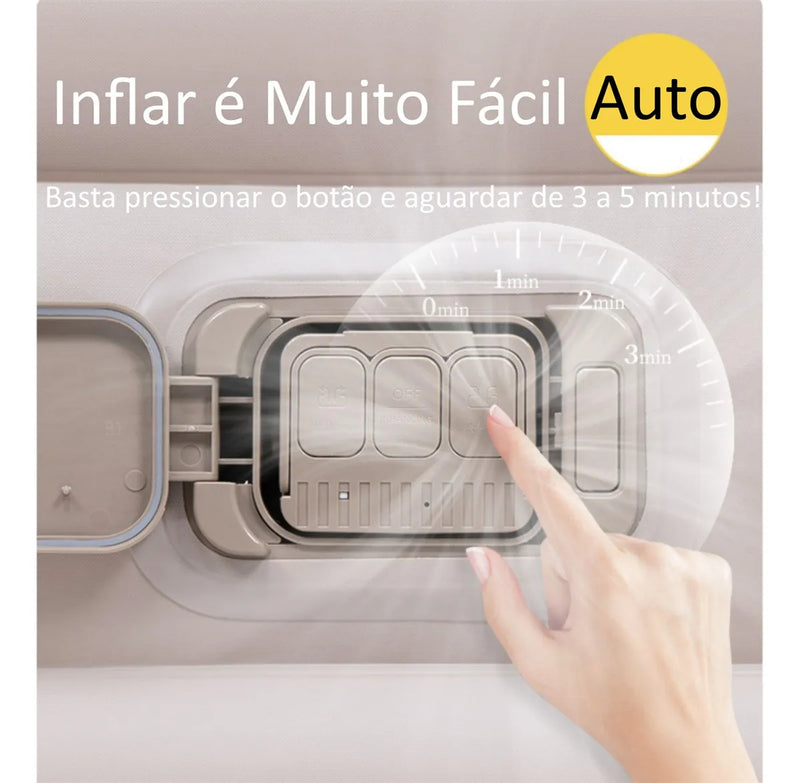 Colchão Inflável Queen Smart – Inflação Ultrarrápida, Travesseiro e Bateria de Lítio Inclusos